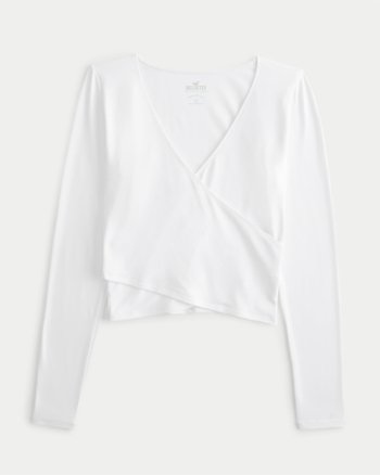 Women s Long Sleeve Seamless Fabric Wrap Top Women s Select Styles On Sale HollisterCo