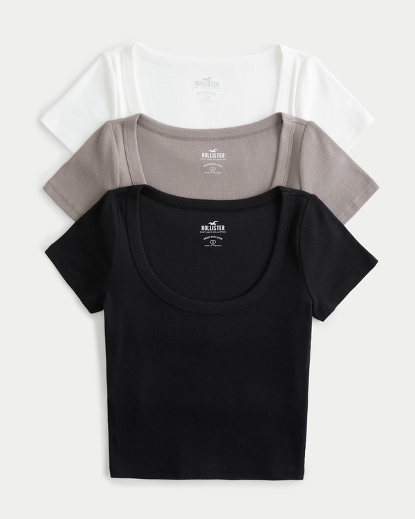 2-pack Jersey Tops - Light taupe/dark taupe - Ladies
