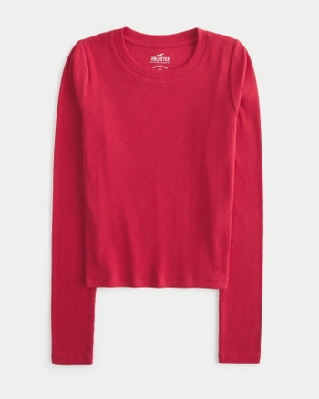 Red long sleeve hollister shirt best sale