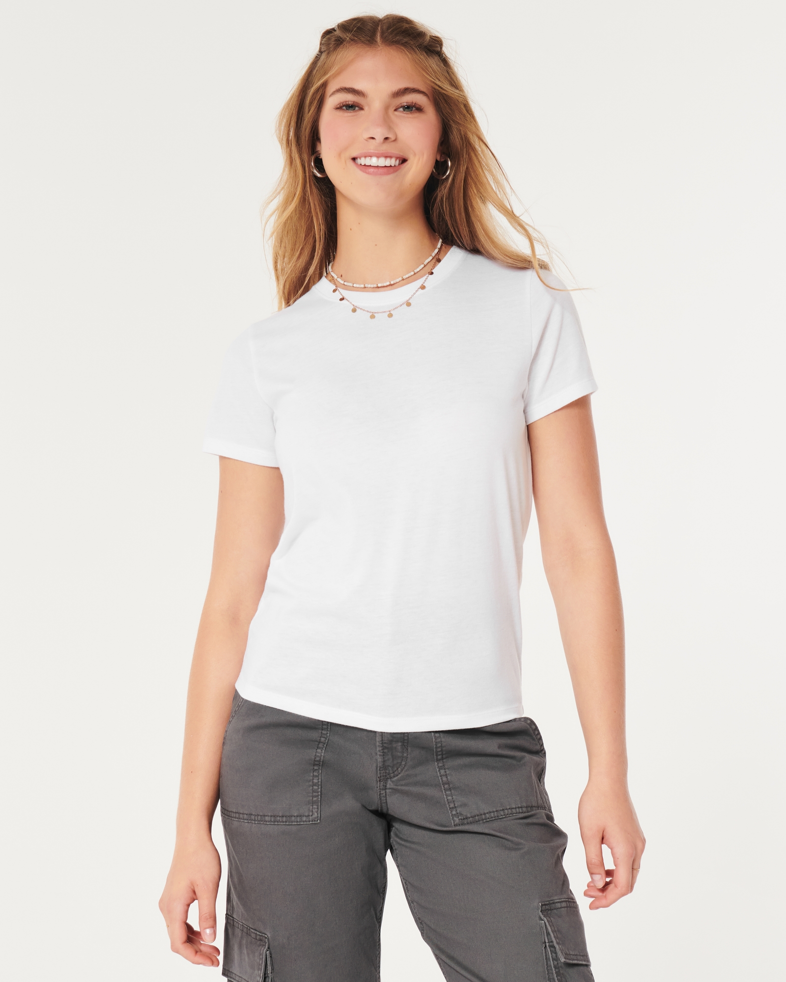 Hollister, Tops, Women Hollister White Vneck Short Sleeve Shirt Size M