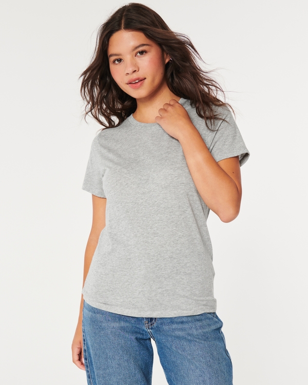 Longer-Length Crew T-Shirt, Light Heather Grey