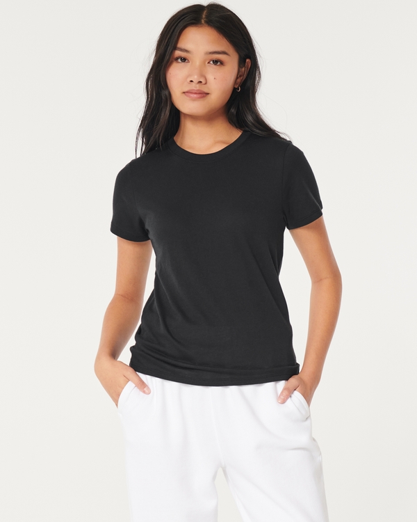 Longer-Length Crew T-Shirt, Black