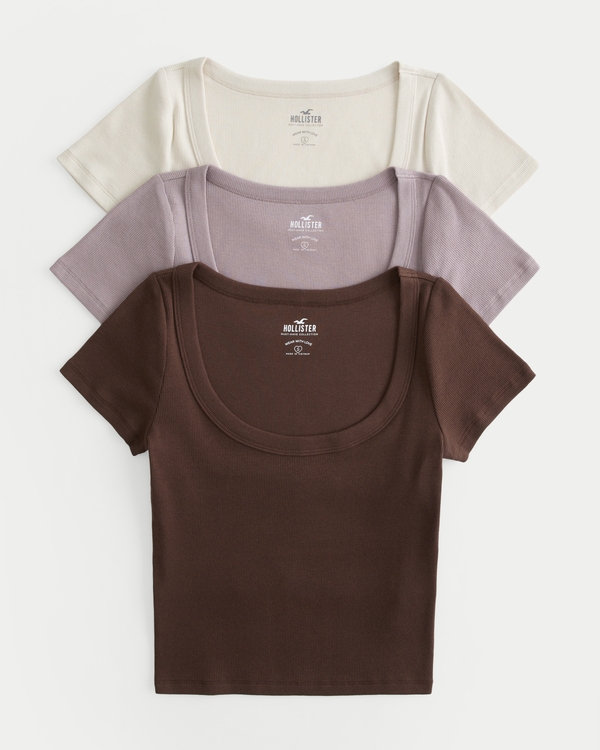 Hollister Ribbed Seamless Fabric Short-Sleeve Henley 2-Pack