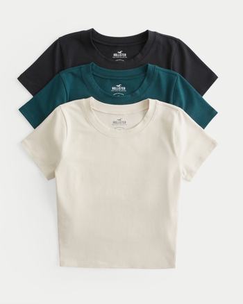 Hollister Co. 3 PACK - Basic T-shirt - white/navy/black/white