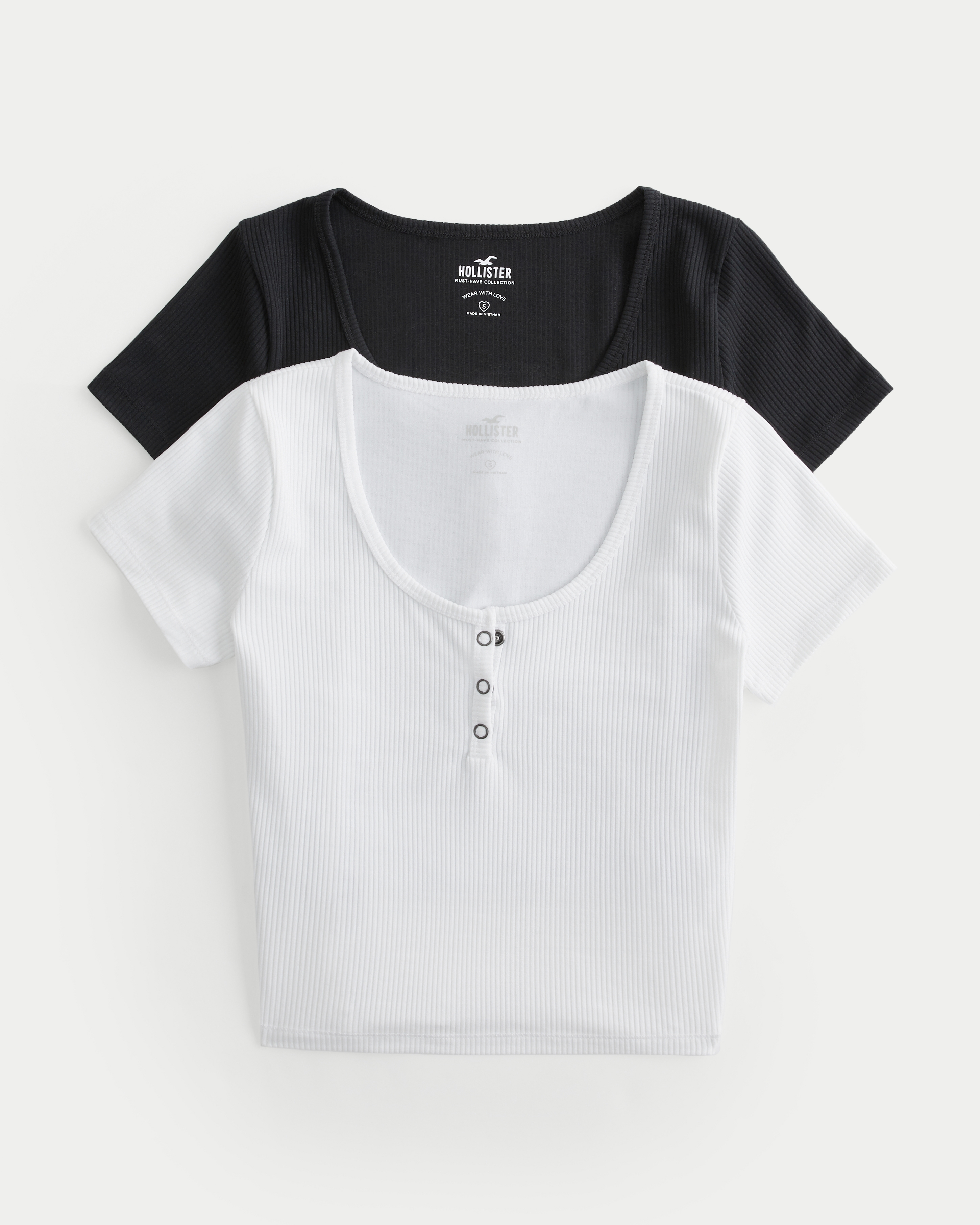 Hollister short sleeve logo crop top in white