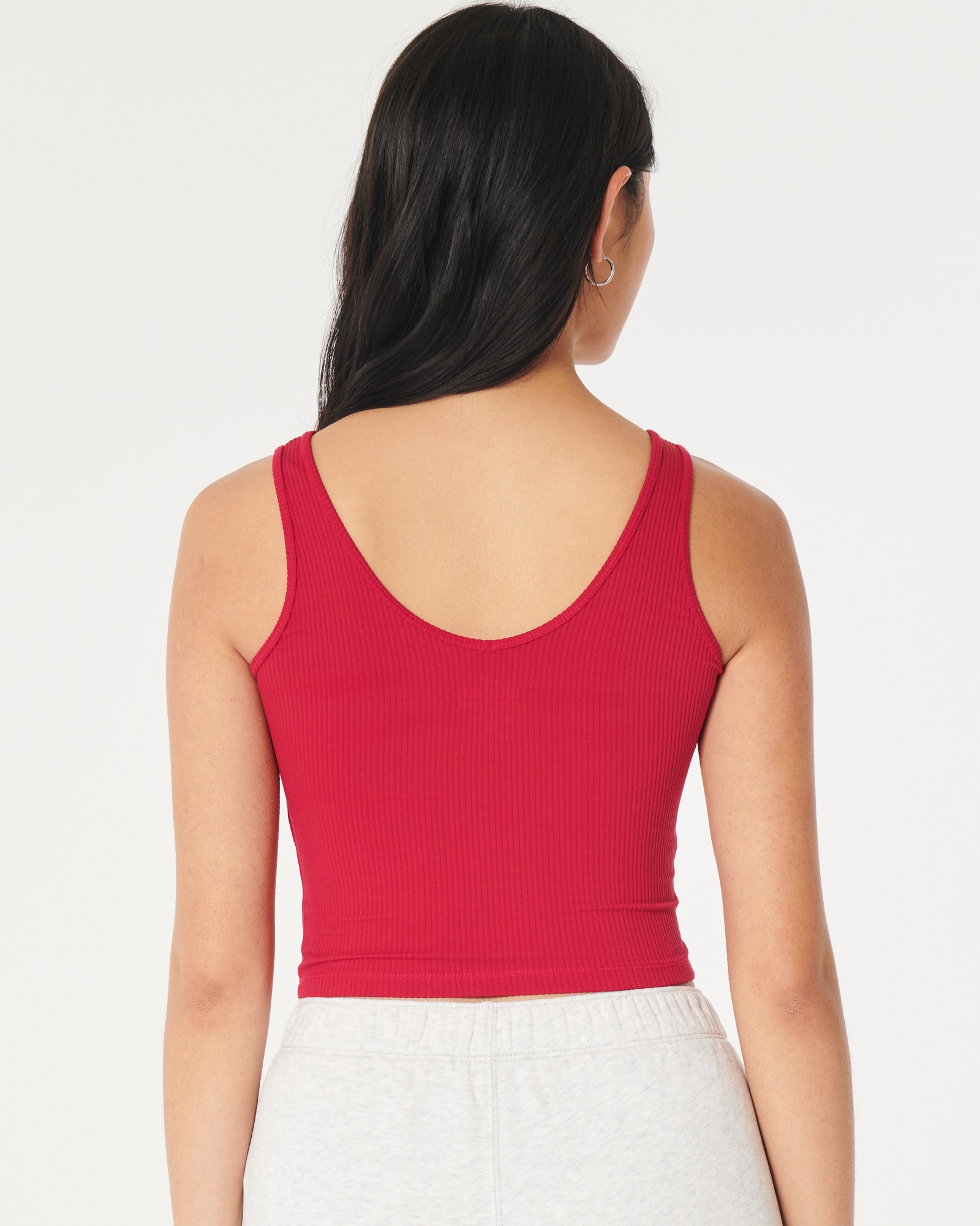 Women's Ribbed Crop Scoop V-Neck Tank, Women's Clearance