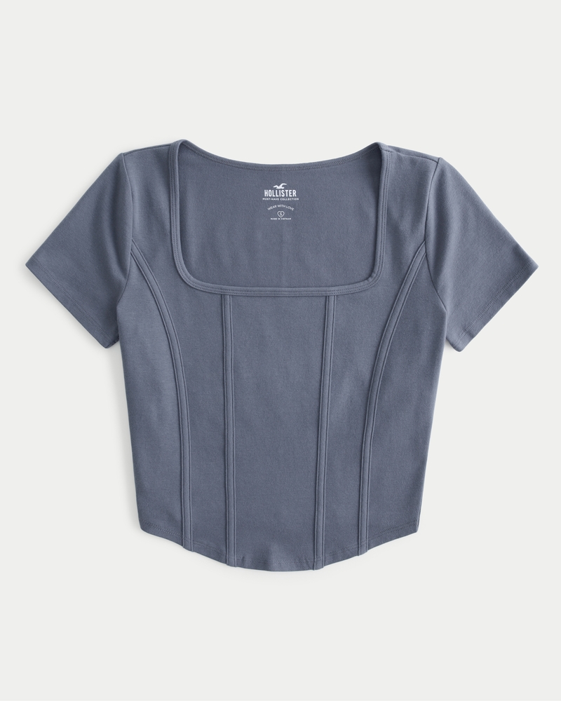 Women s Seamed Curved Hem Top Women s Sale HollisterCo