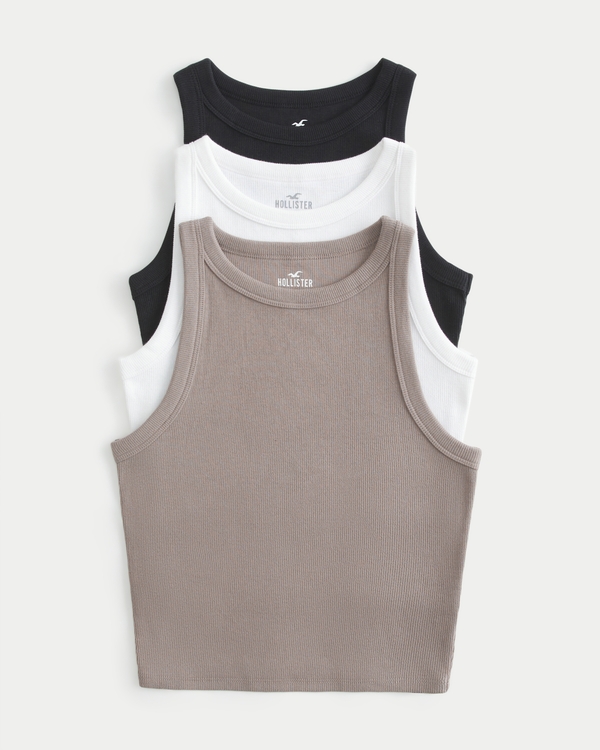 Men's Lightweight Ribbed Crew Neck Tank, Multipack