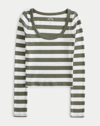 Women's Ribbed LongSleeve Scoop Baby Tee Women's New Arrivals