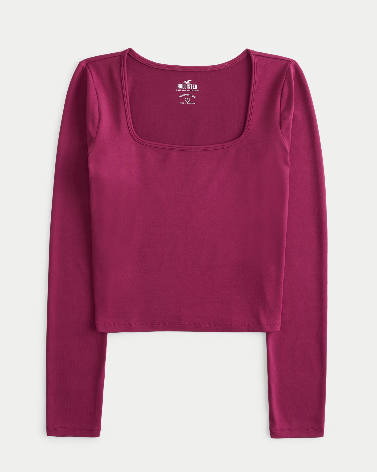 Women's Seamless Fabric Long-Sleeve Square-Neck T-Shirt