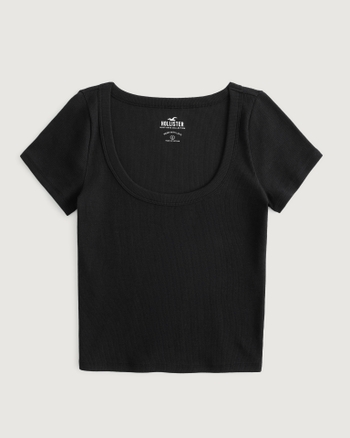Women s Ribbed Scoop Baby Tee Women s Clearance HollisterCo