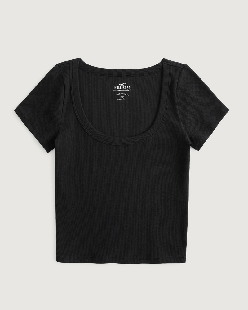 Women's Ribbed Scoop Baby Tee | Women's Clearance | HollisterCo.ca