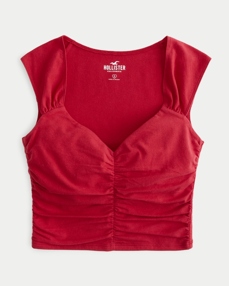 Women s Ruched Cap Sleeve Top Women s HollisterCo