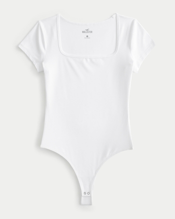 Women s Soft Stretch Seamless Fabric Square Neck Bodysuit