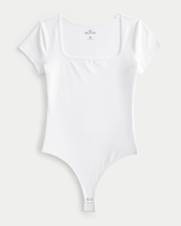 White U Neck Short Sleeves Bodysuit & Reviews - Black,White,Light Blue -  Sustainable Bodysuits