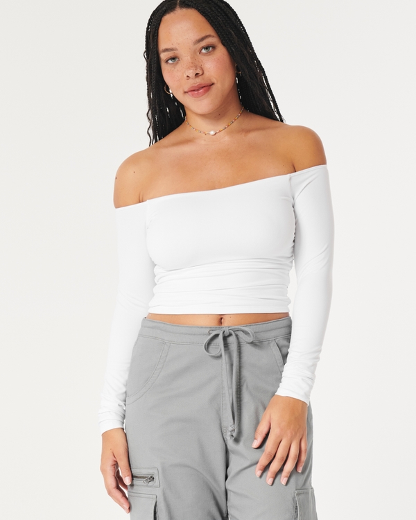 Hollister Co. LONG-SLEEVE RUCHED WAIST TOP - Long sleeved top