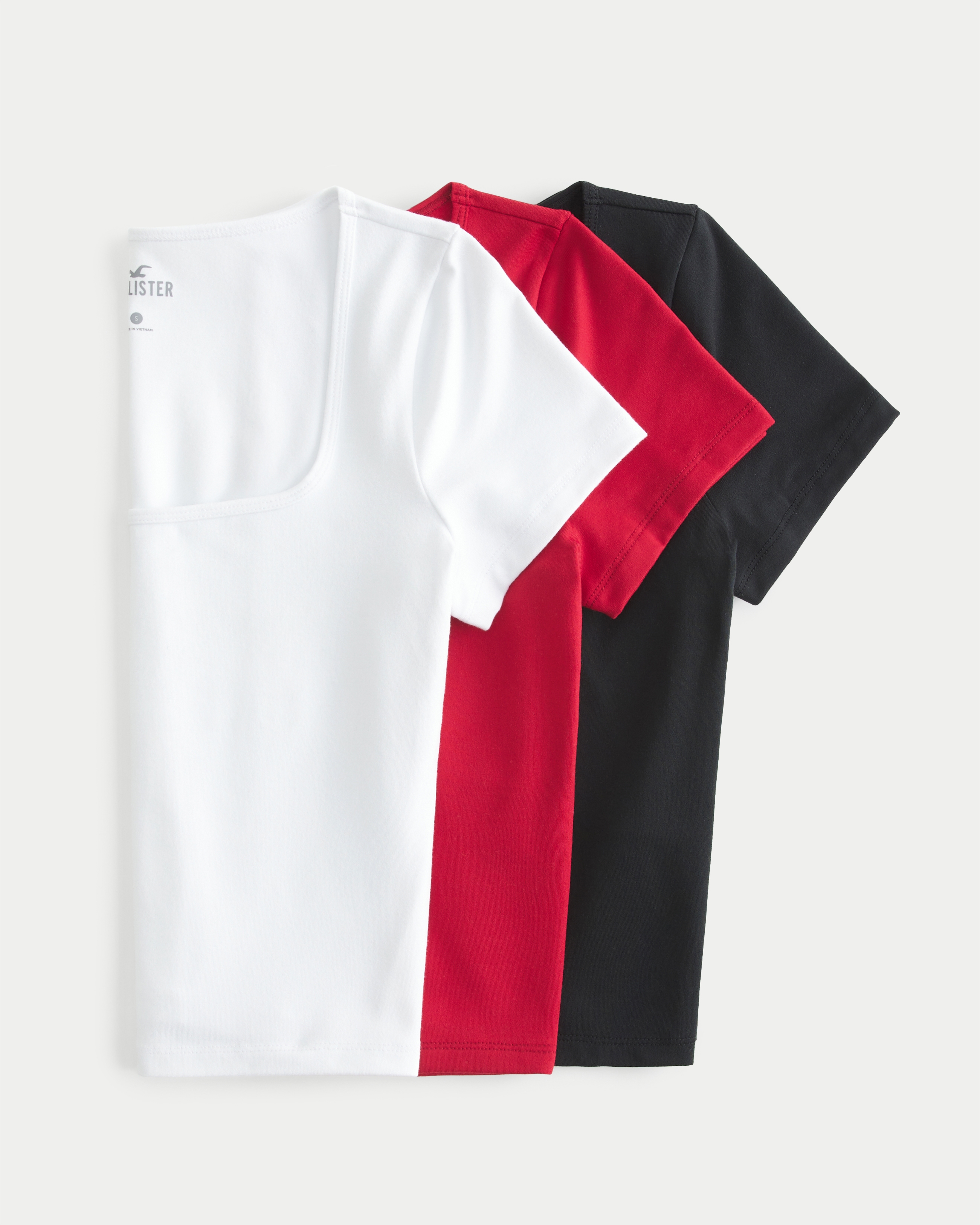 Soft Stretch Seamless Fabric Square-Neck T-Shirt 4-Pack