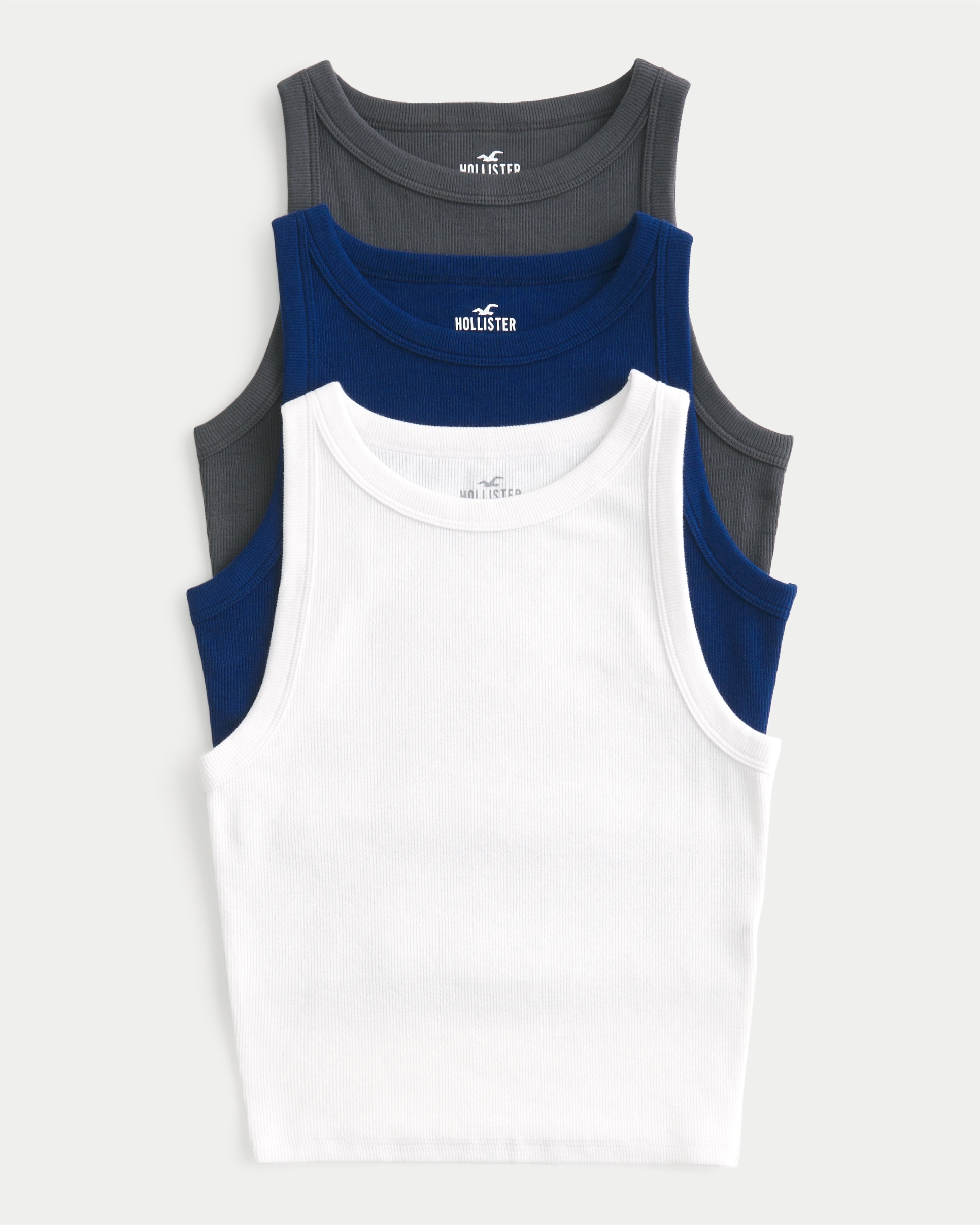 Ribbed High-Neck Tank 3-Pack