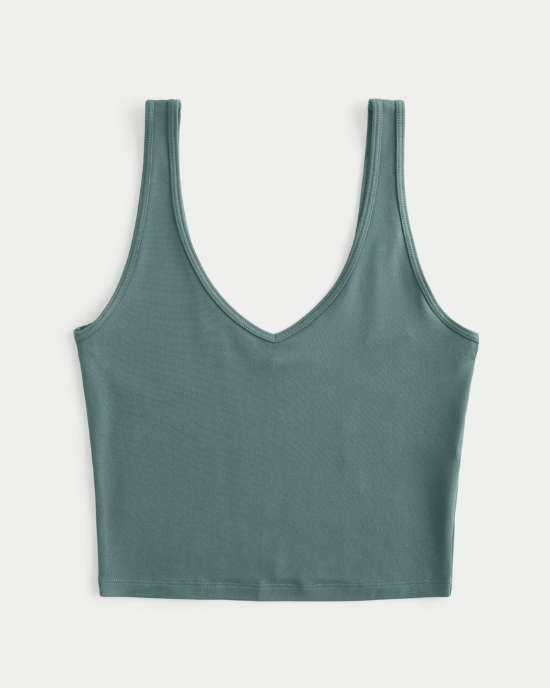 Seamless Fabric Crop V-Neck Tank