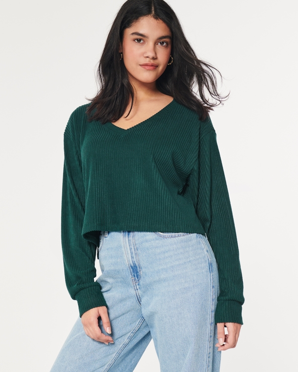 HOLLISTER Womens Top 3/4 Sleeve UK 12 Medium Green Striped Cotton, Vintage  & Second-Hand Clothing Online