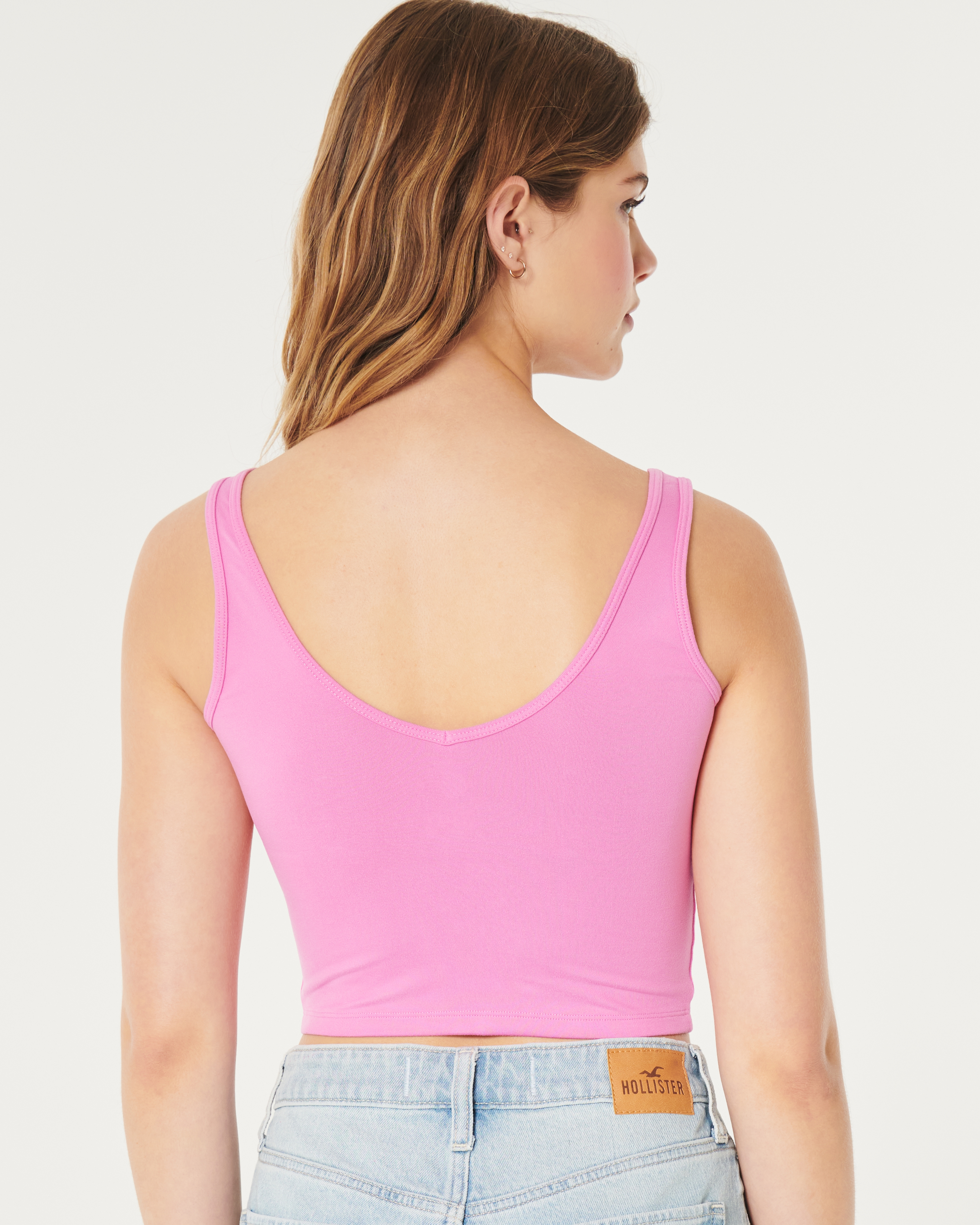 Soft Stretch Seamless Fabric Crop V Neck Tank