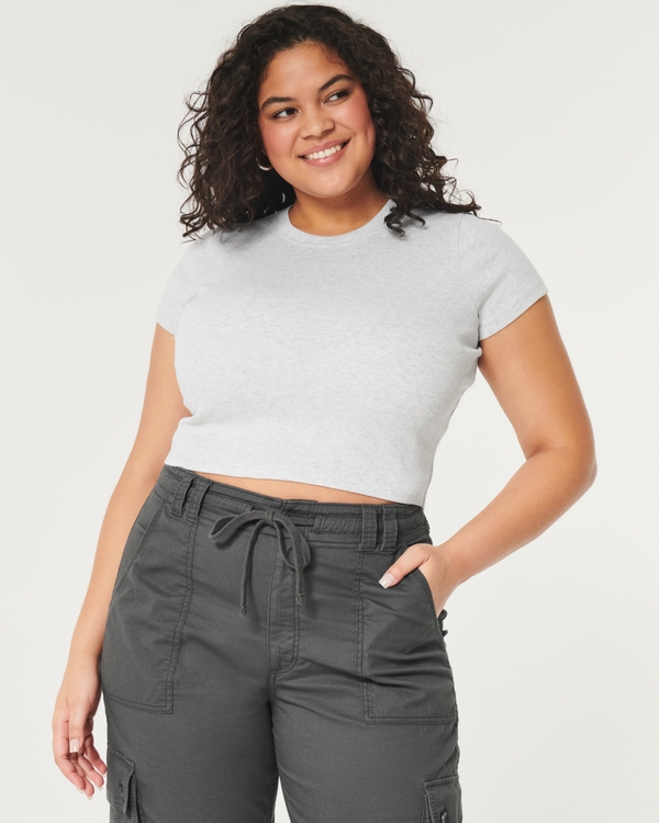 Crew Baby Tee, Light Heather Grey view 1
