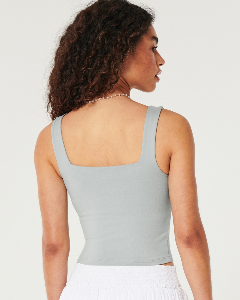 Soft Stretch Seamless Fabric Square-Neck Tank