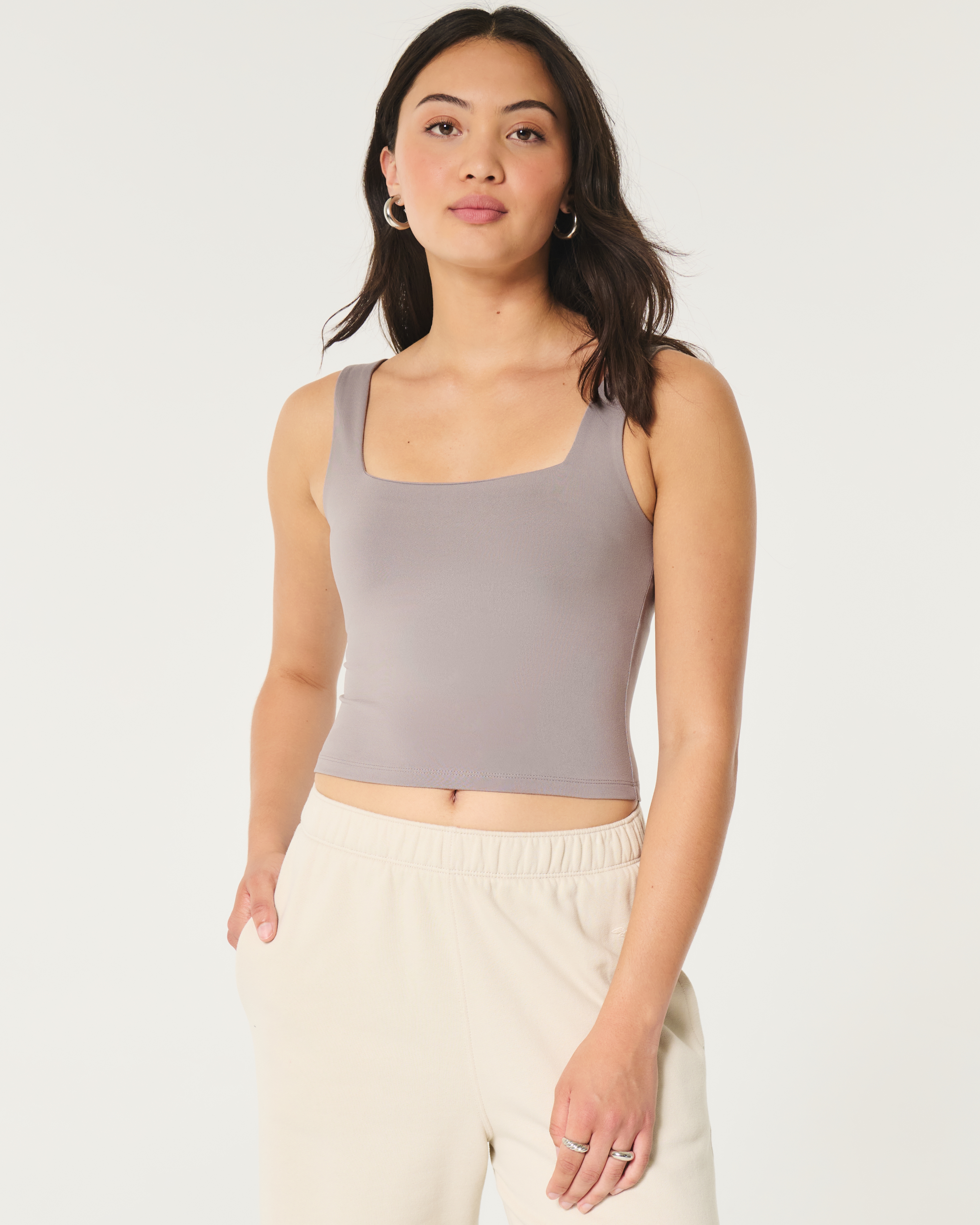 Soft Stretch Seamless Fabric Square-Neck Tank