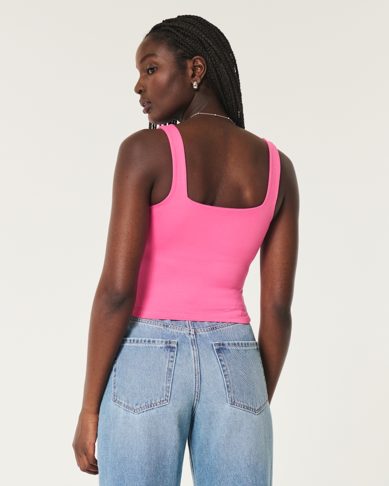 Soft Stretch Seamless Fabric Square-Neck Tank