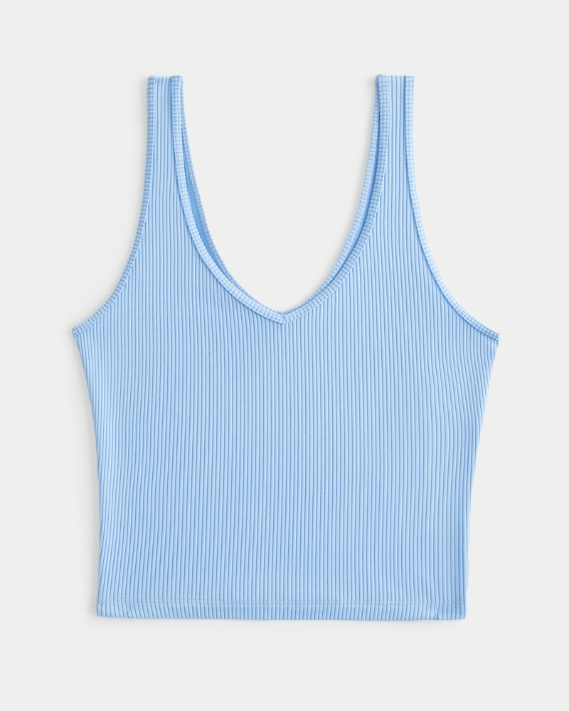 Ribbed Seamless Fabric V-Neck Tank