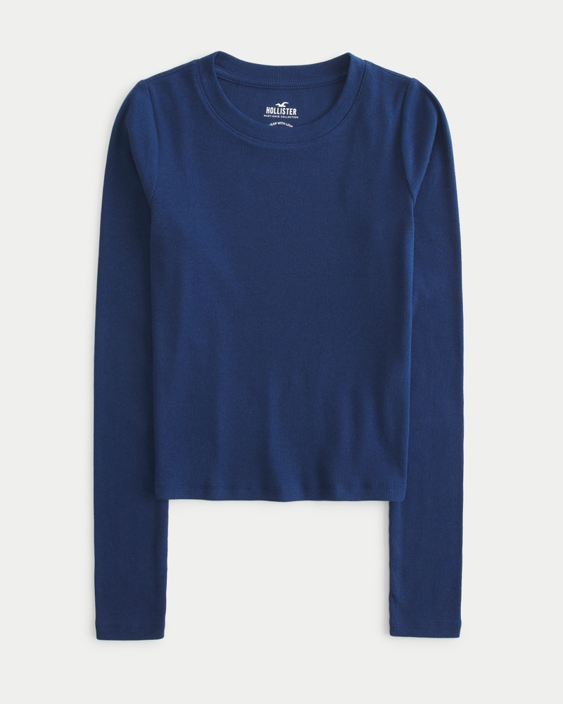 Hollister blue long sleeve sales shirt