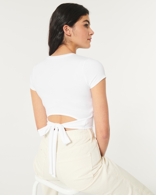 Women's Cotton-Blend Seamless Fabric Tee Bodysuit, Women's Tops