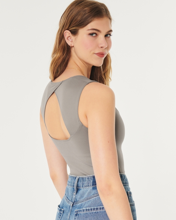 Abercrombie & Fitch seamless high neck bodysuit in grey