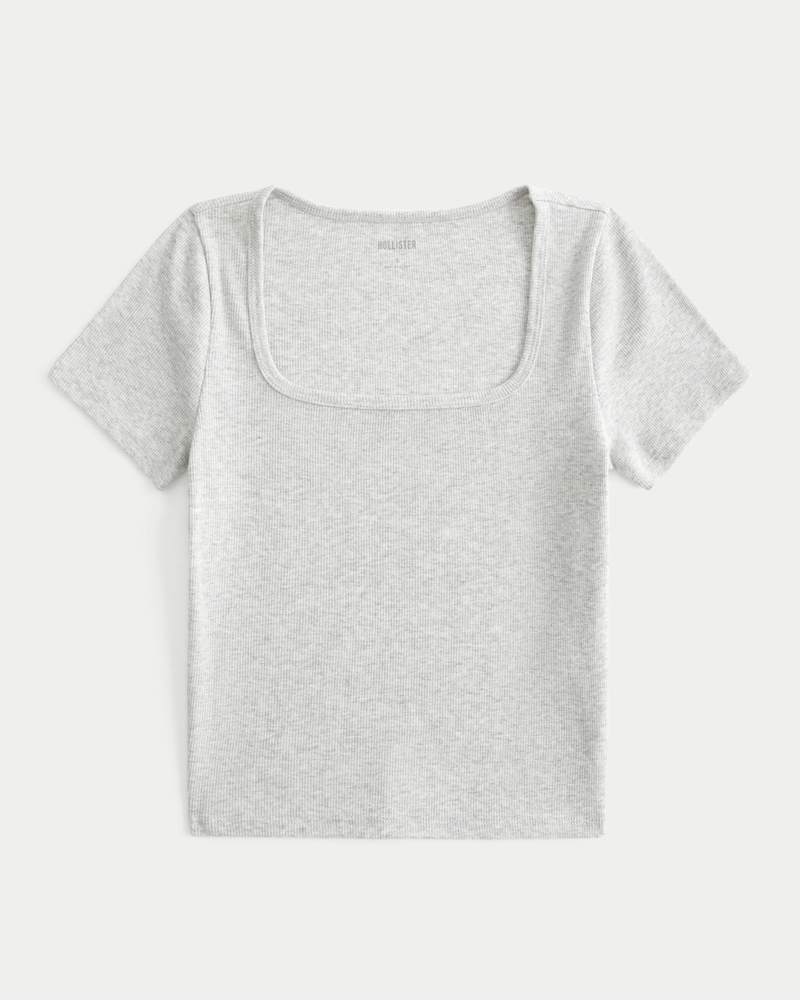 Ribbed Square-Neck Baby Tee