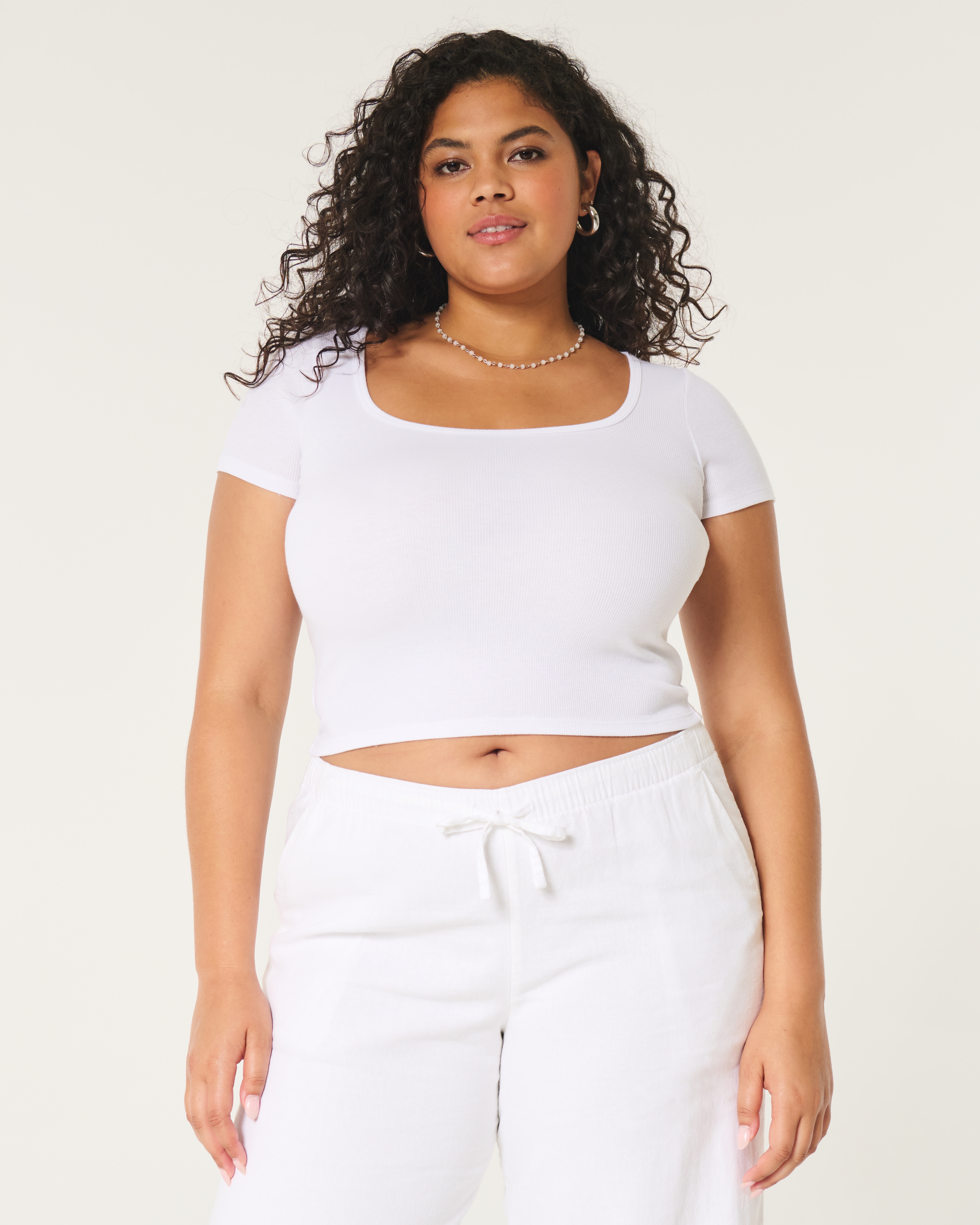 Ribbed Square-Neck Baby Tee