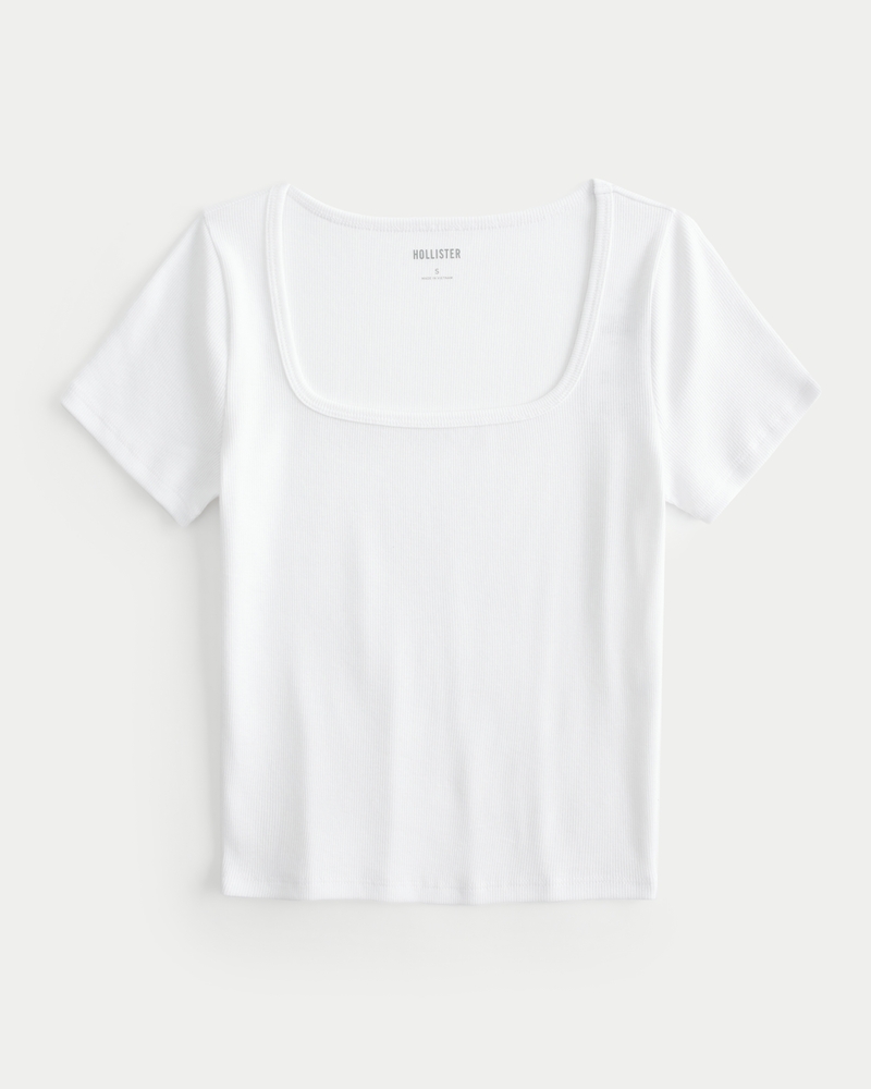 Ribbed Square-Neck Baby Tee