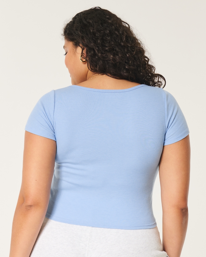 Ribbed Square-Neck Baby Tee