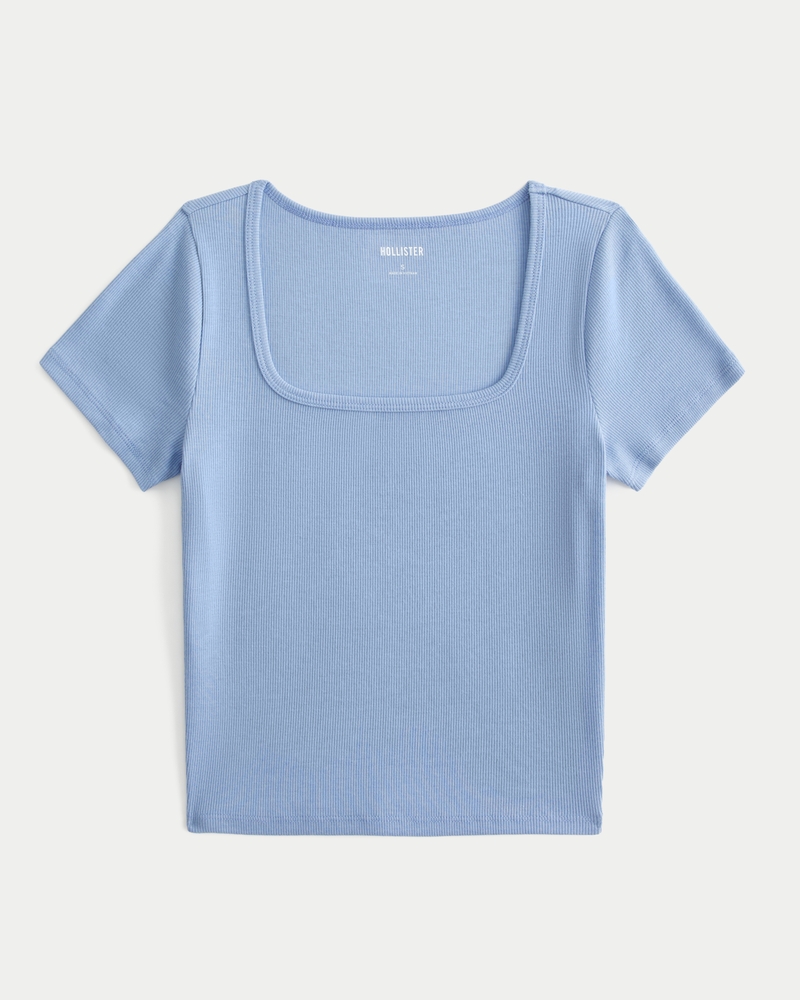 Ribbed Square-Neck Baby Tee