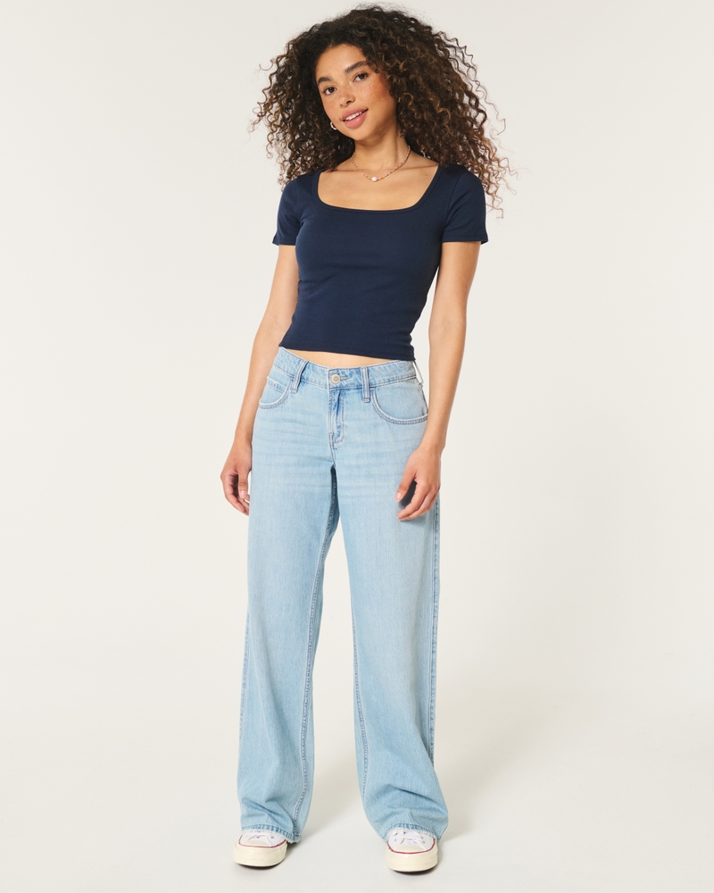 Ribbed Square-Neck Baby Tee