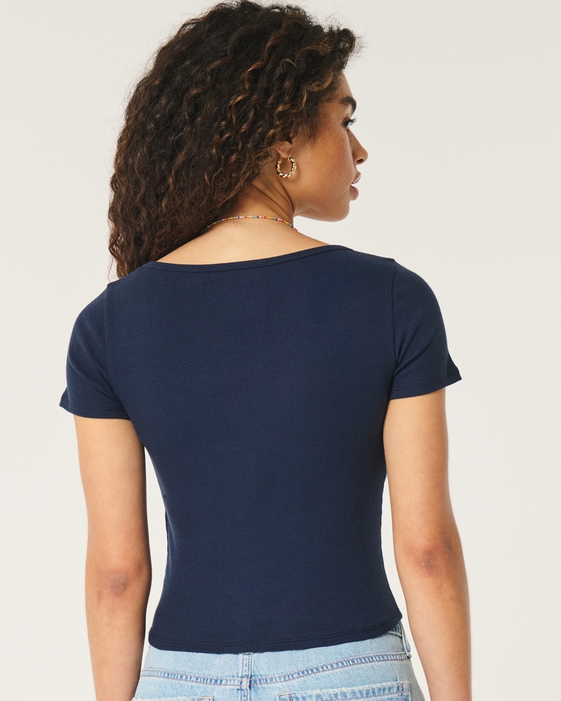 Ribbed Square-Neck Baby Tee