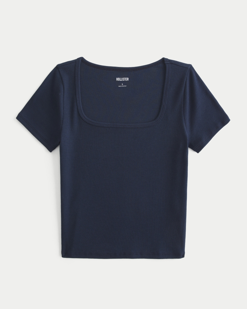Ribbed Square-Neck Baby Tee