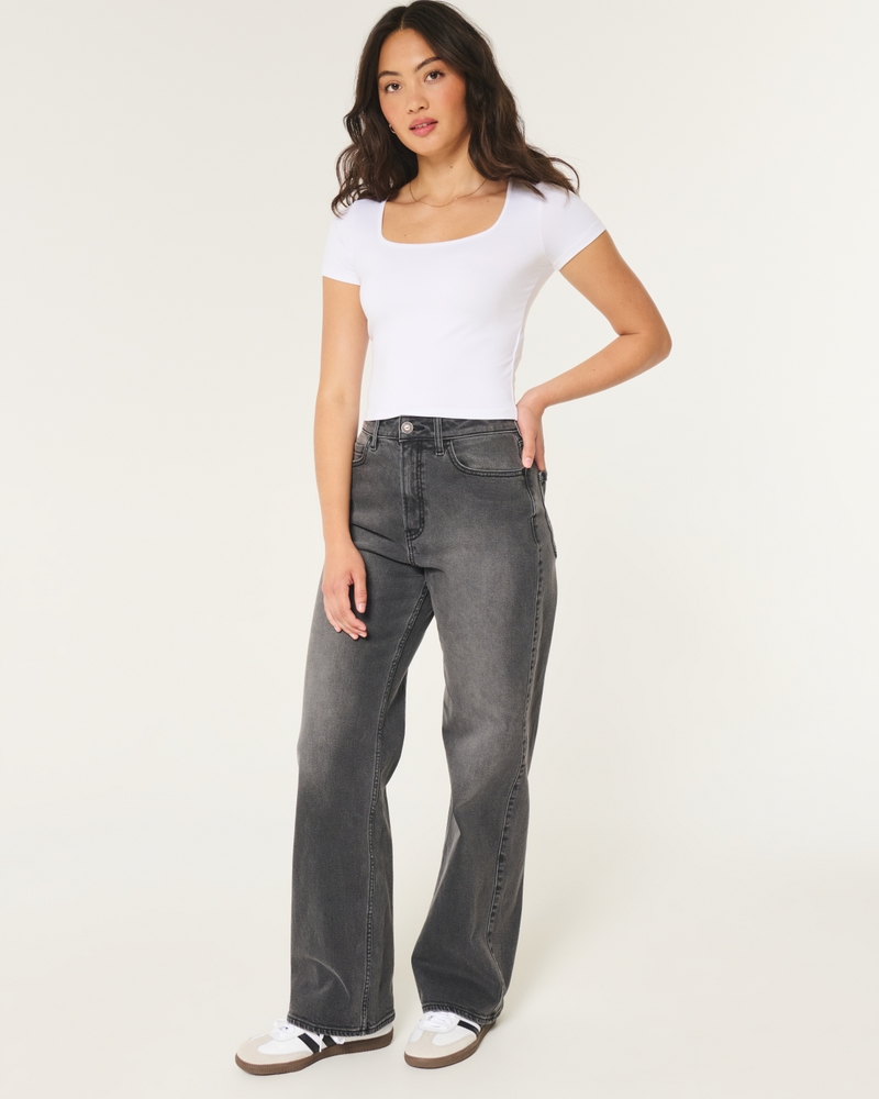Seamless Fabric Square-Neck Baby Tee