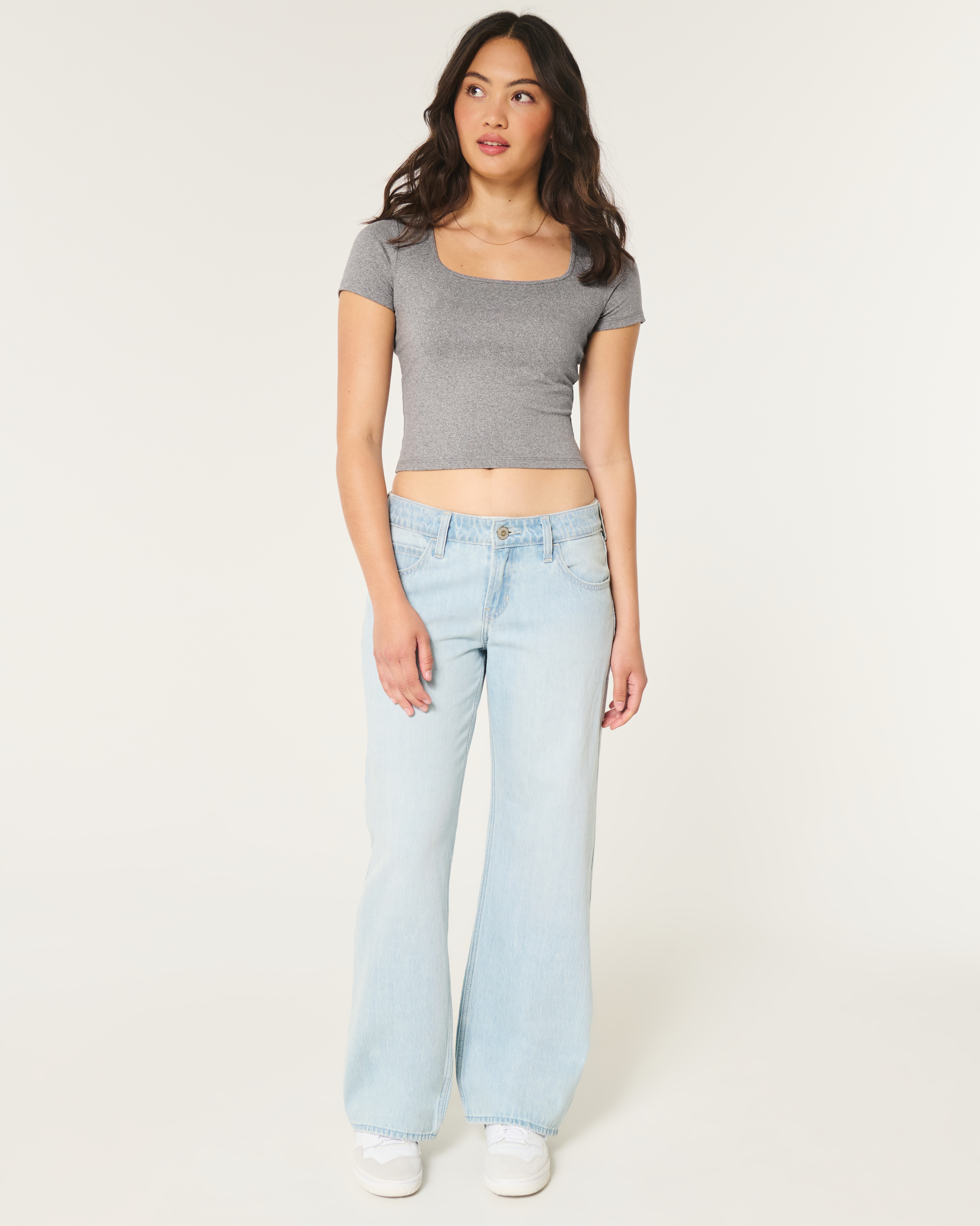 Soft Stretch Seamless Fabric Square-Neck Baby Tee