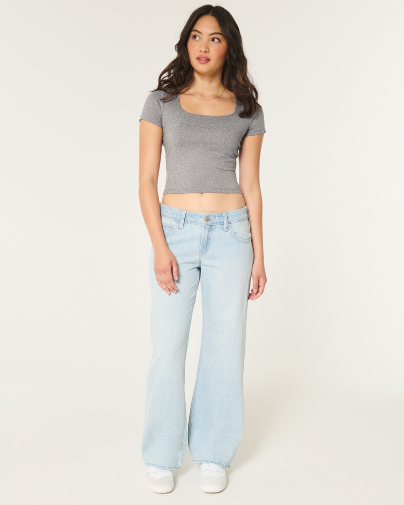Soft Stretch Seamless Fabric Square-Neck Baby Tee
