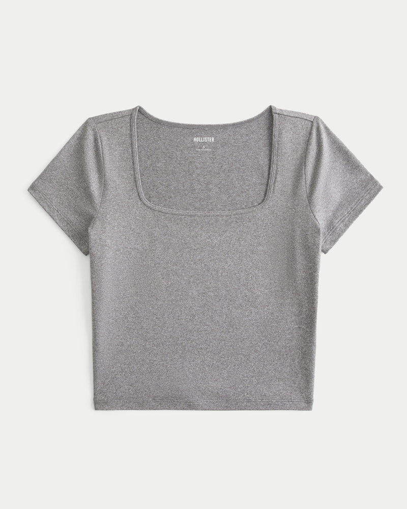 Soft Stretch Seamless Fabric Square-Neck Baby Tee