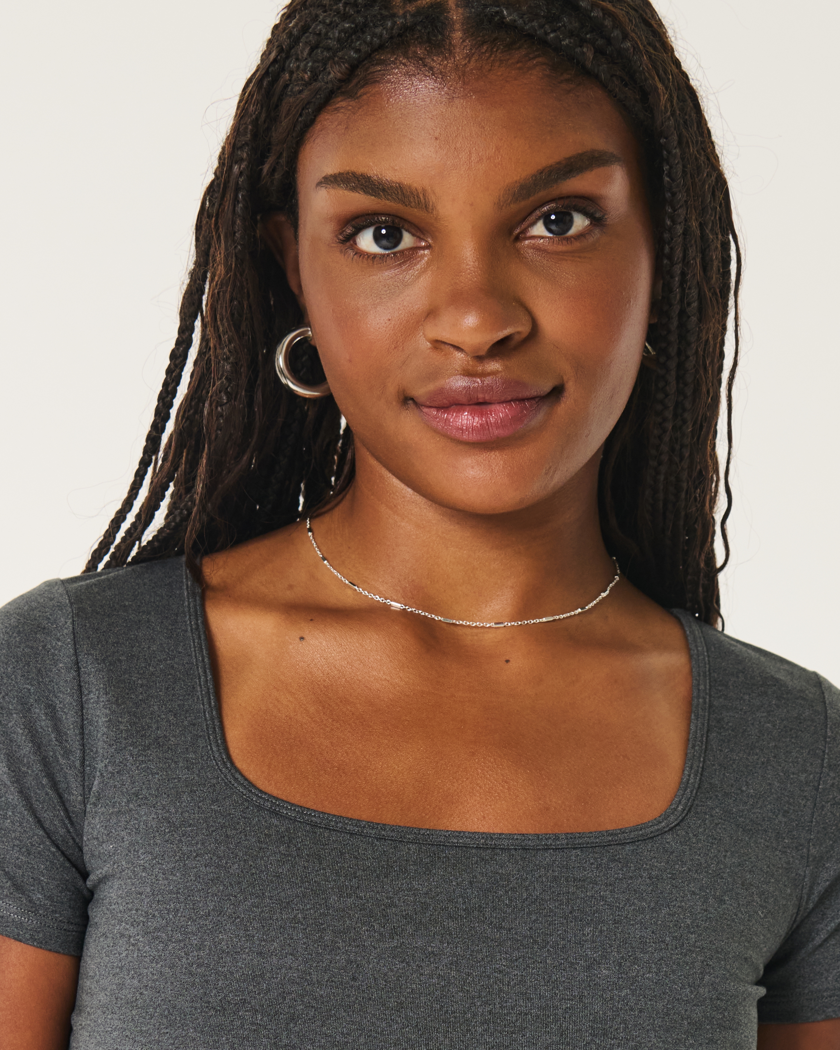 Soft Stretch Seamless Fabric Square-Neck Baby Tee