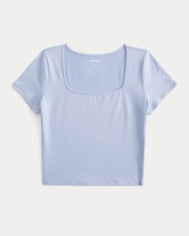 Soft Stretch Seamless Fabric Square-Neck Baby Tee