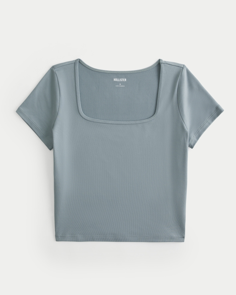 Soft Stretch Seamless Fabric Square Neck Baby Tee