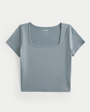 Women's Soft Stretch Seamless Fabric Square Neck Baby Tee | Women's Clearance | HollisterCo.com