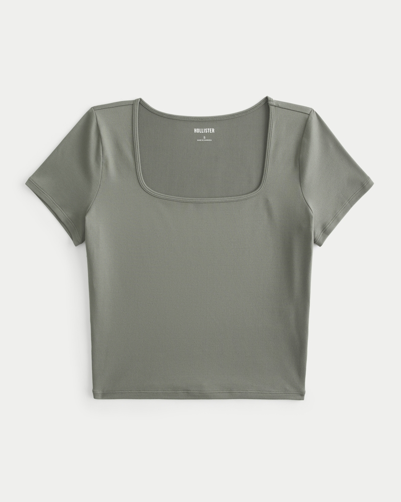 Soft Stretch Seamless Fabric Square-Neck Baby Tee